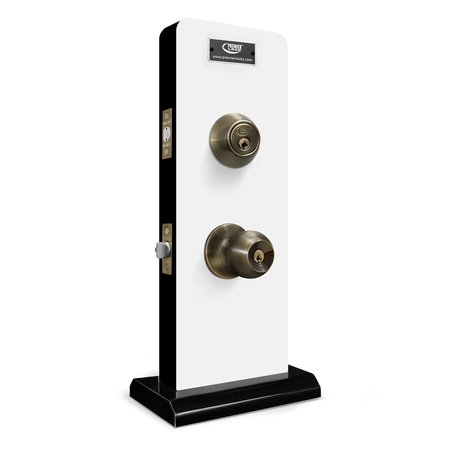 Premier Lock Entry Door Knob Combo Lock Set with Deadbolt Set of 4, Keyed Alike, Antique Brass, 4PK ED04-4